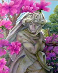 Framed Statue with Azaleas
