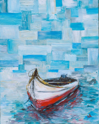 5a.   Boat Floating in Blue Hues