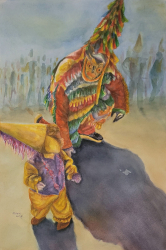 32b.   Courier de Mardi Gras Avec le Enfant