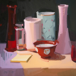 6b.   Pink, Red Vases